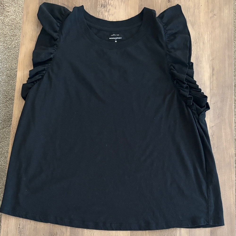 Banana Republic Black Ruffle Sleeve Blouse